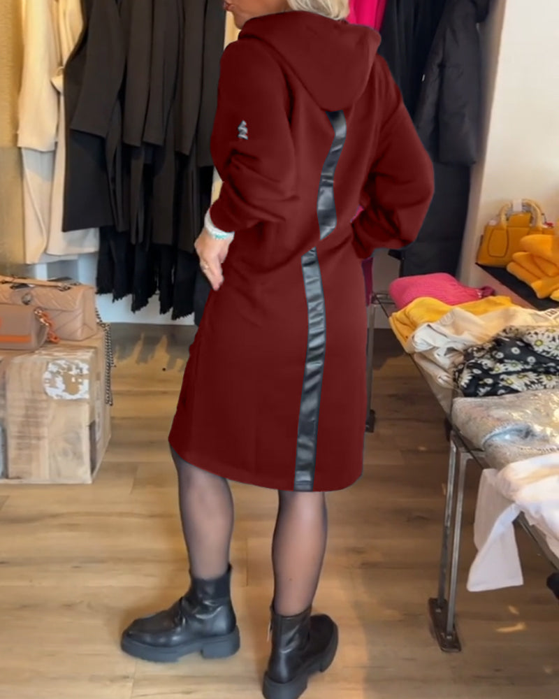 Alodia - Solides Kleid mit Kapuze und Taschen