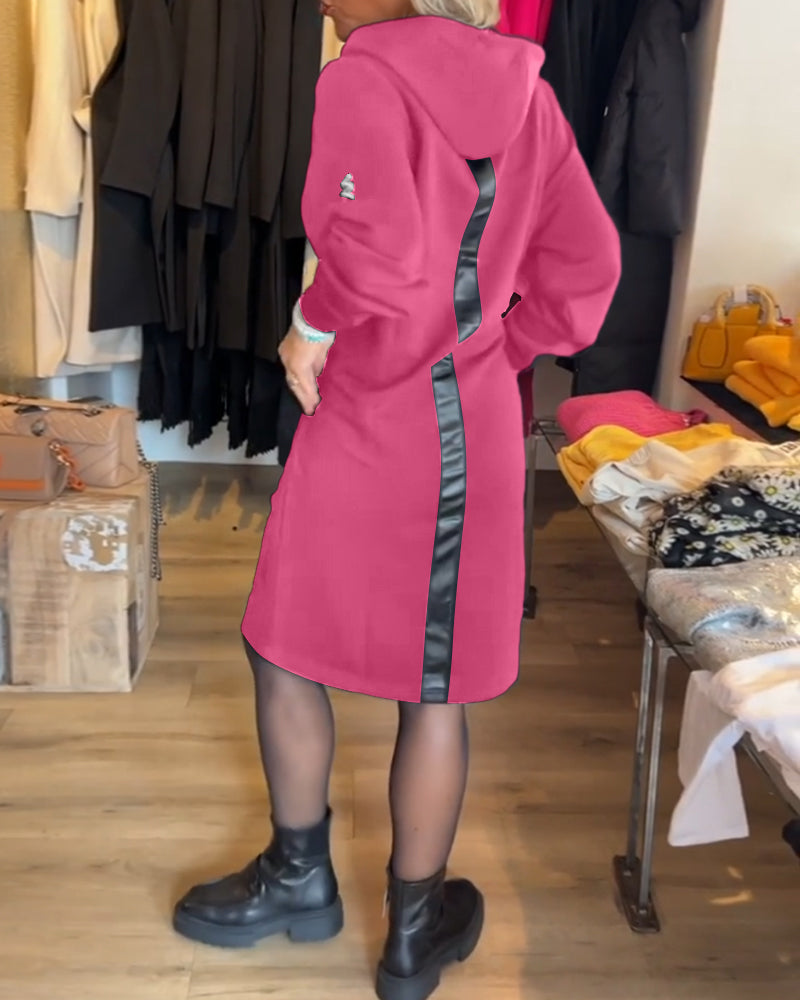 Alodia - Solides Kleid mit Kapuze und Taschen