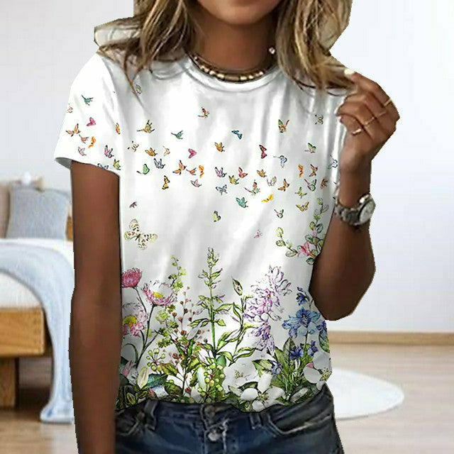 Neliane - Lässiges T-Shirt Mit Blumendruck