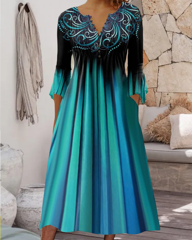 Amalie - Kleid mit V-Ausschnitt und Farbverlauf