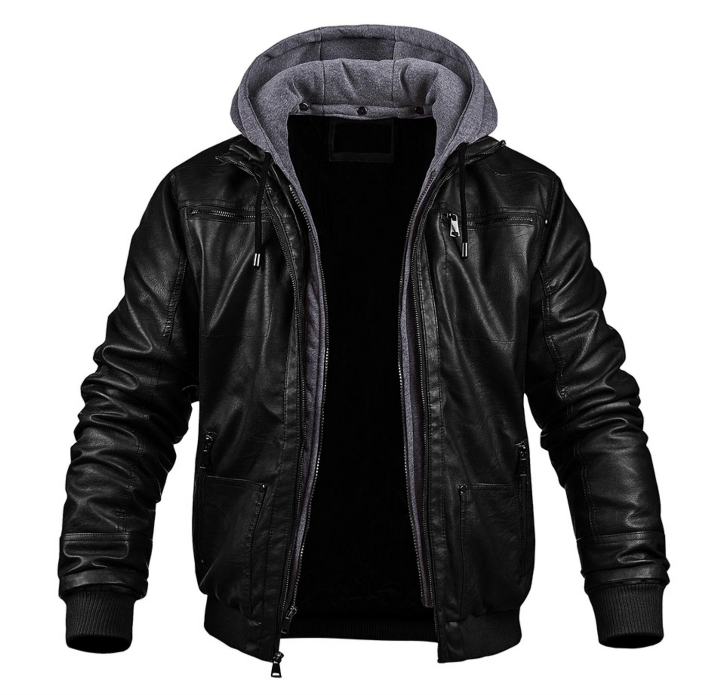 Adriano - Stilvolle Premium Leder-Winter-Jacke mit Kapuze