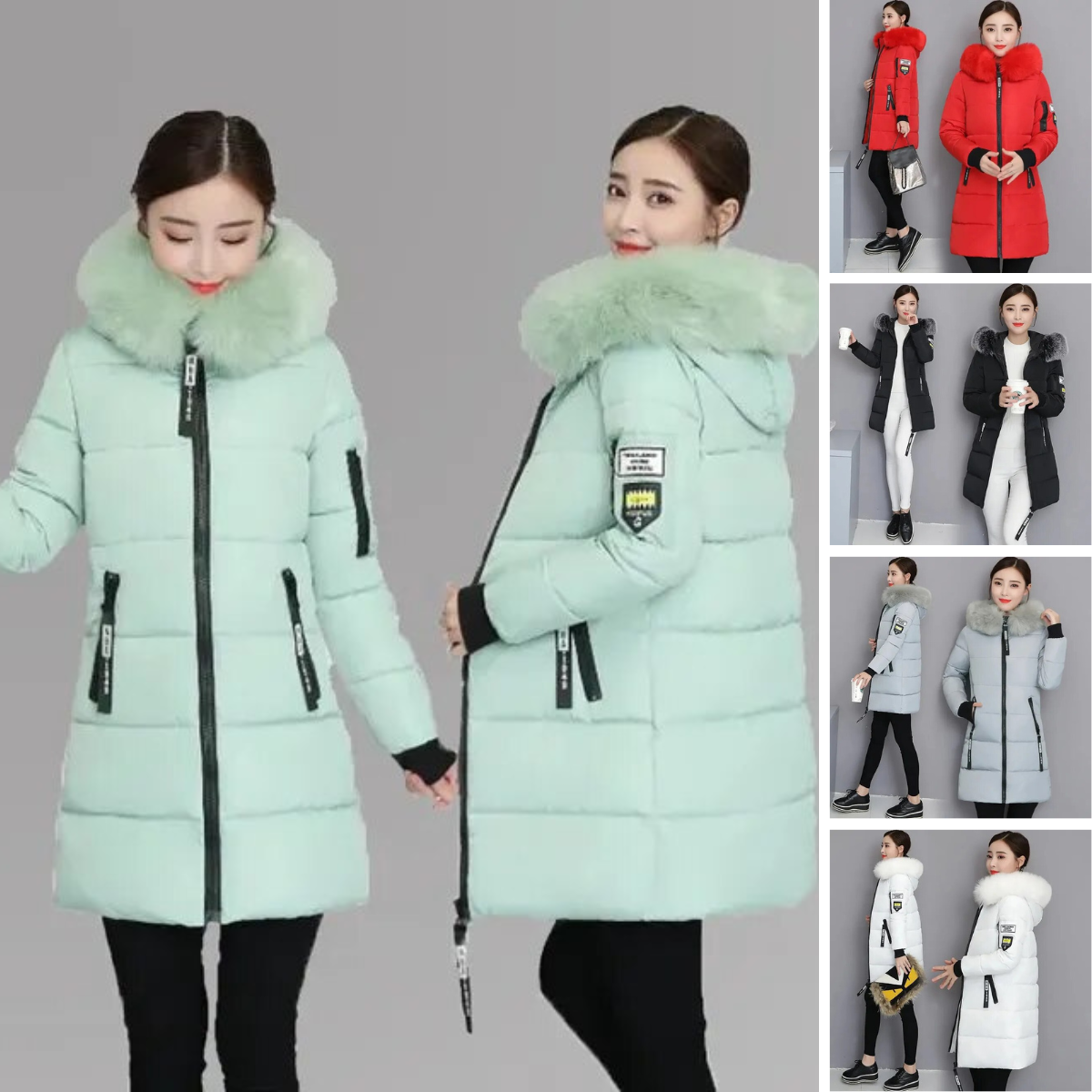 Elvira - Der neue modische Parka Pelzkragen Baumwollmantel