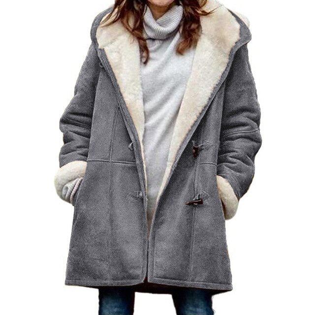 Mirae - Lässiger mit Fleece gefütterter Mantel mit Kapuze