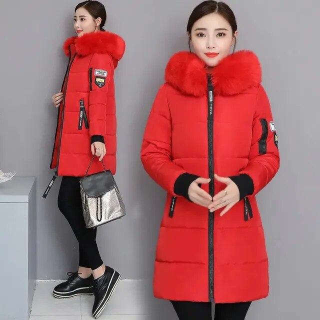 Elvira - Der neue modische Parka Pelzkragen Baumwollmantel