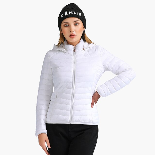 Florina - Ultraleichte gepolsterte Pufferjacke Mantel mit abnehmbarer Kapuze Outdoor