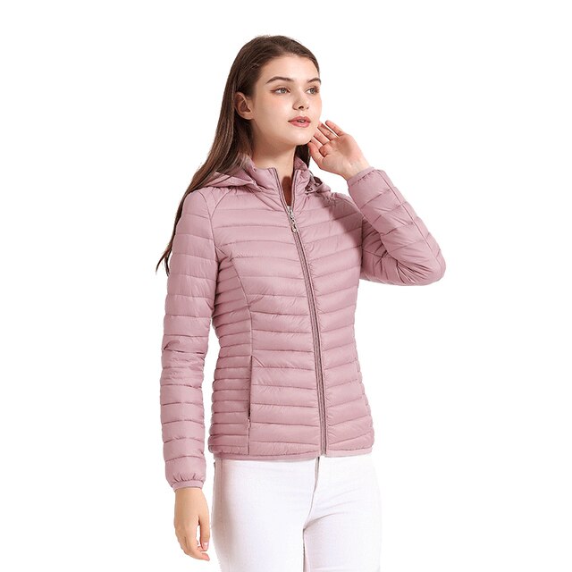 Florina - Ultraleichte gepolsterte Pufferjacke Mantel mit abnehmbarer Kapuze Outdoor