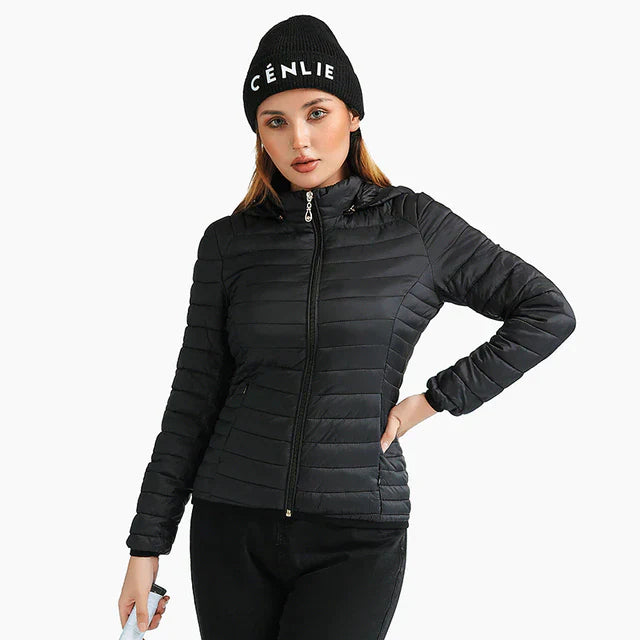 Florina - Ultraleichte gepolsterte Pufferjacke Mantel mit abnehmbarer Kapuze Outdoor