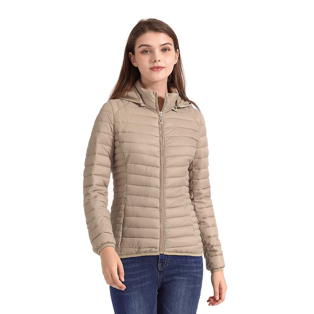 Florina - Ultraleichte gepolsterte Pufferjacke Mantel mit abnehmbarer Kapuze Outdoor