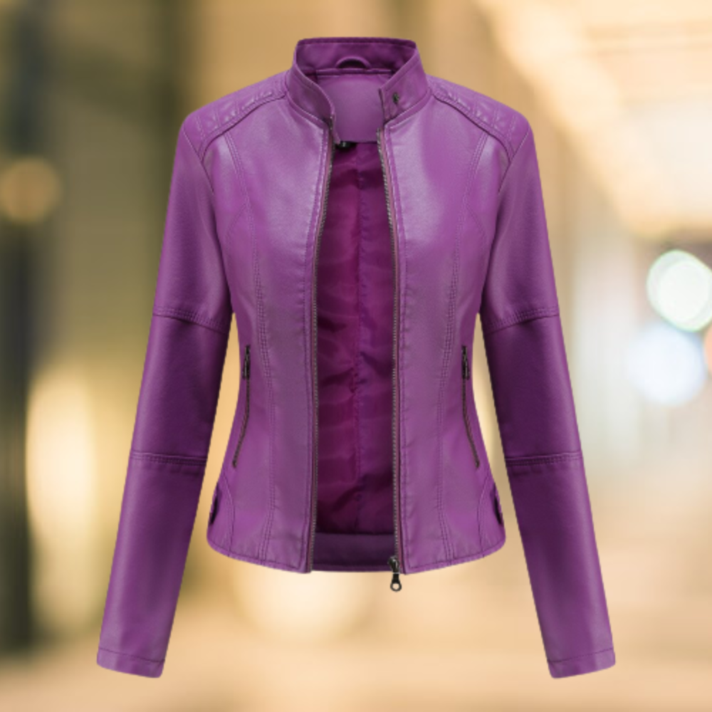 Astra - Elegante und schicke Lederjacke mit Stehkragen