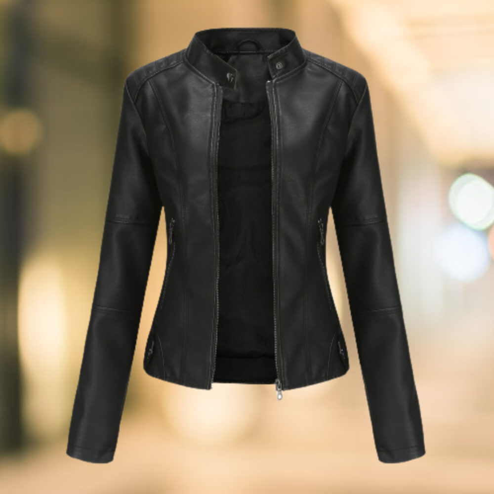Astra - Elegante und schicke Lederjacke mit Stehkragen