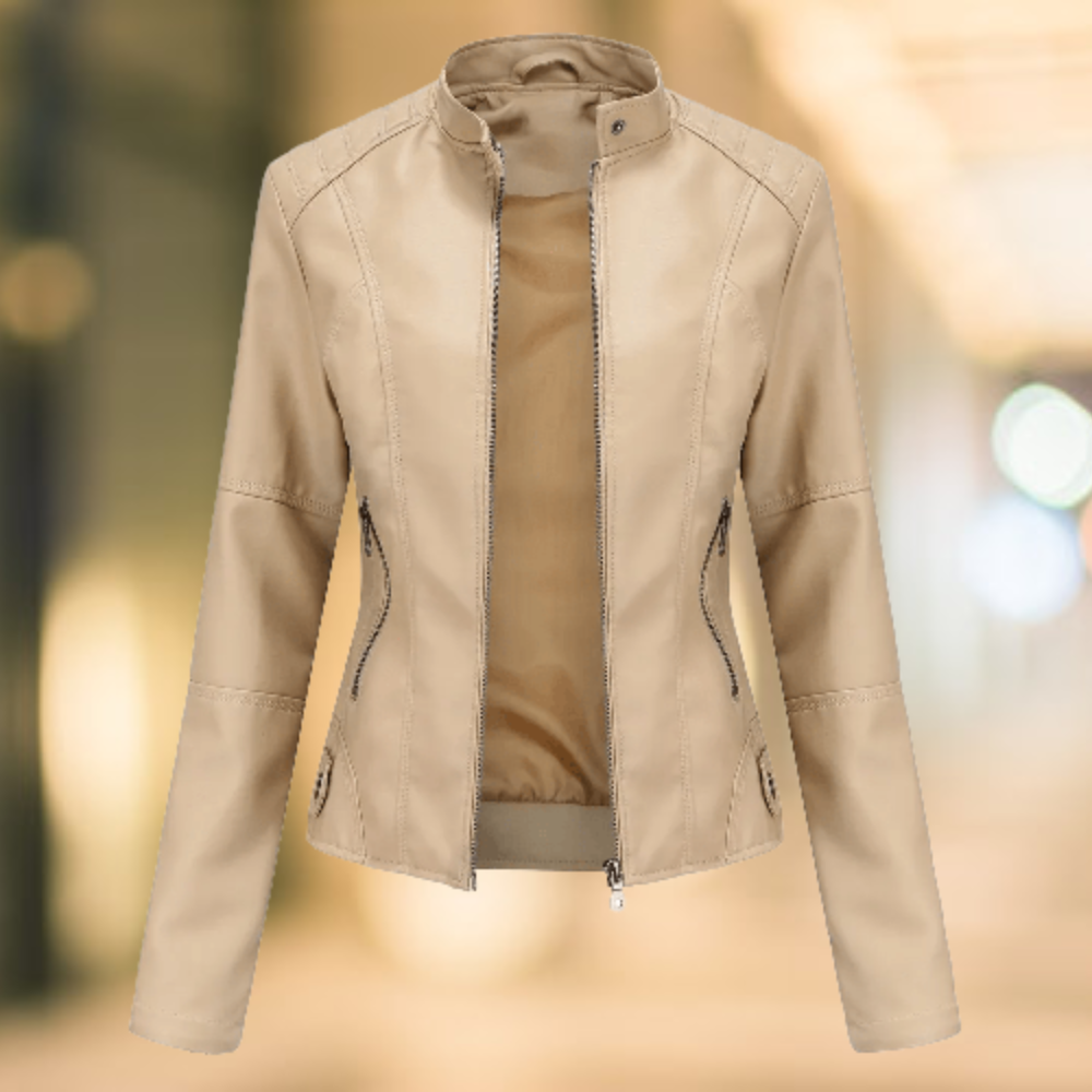 Astra - Elegante und schicke Lederjacke mit Stehkragen