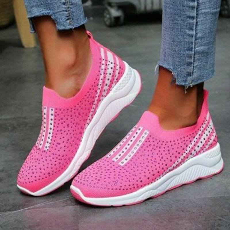 Aria - Damen Freizeit Strass Slip-On Schuhe