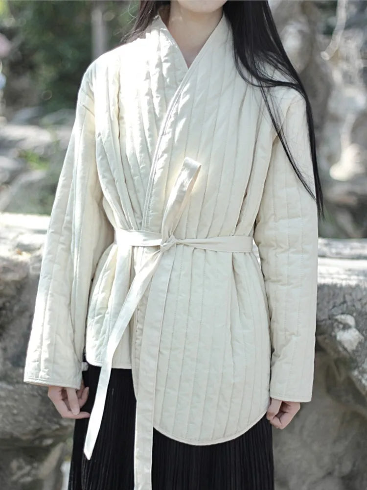Melina - Elegante Parkas Bandage Langärmelige Jacke