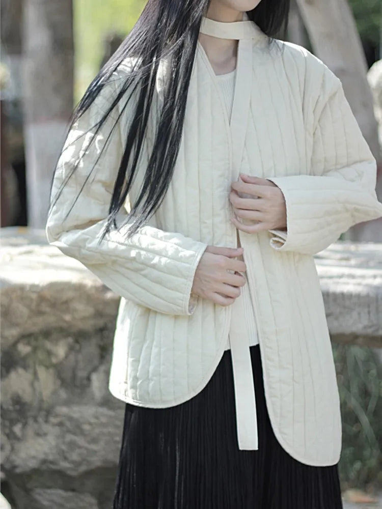 Melina - Elegante Parkas Bandage Langärmelige Jacke