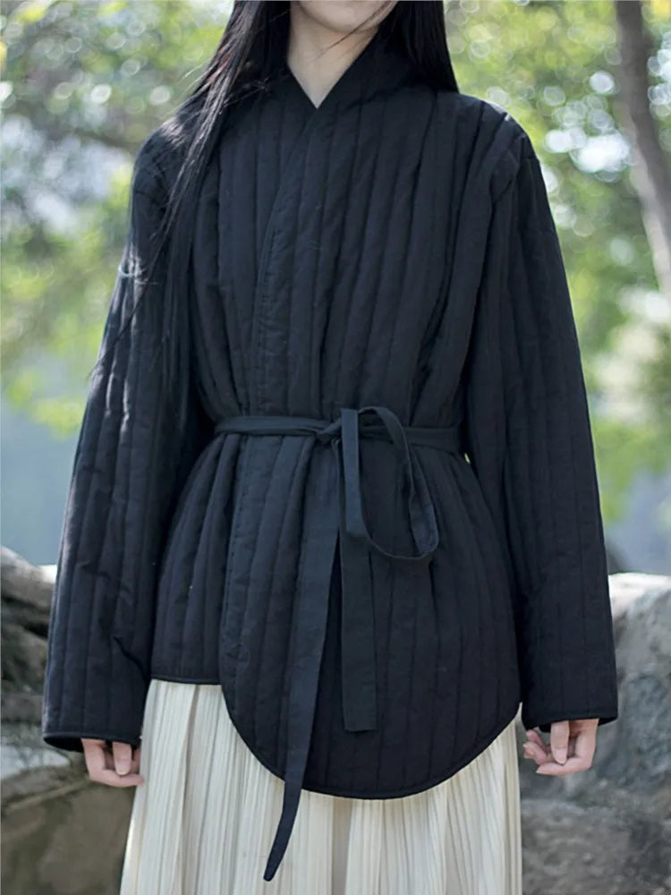 Melina - Elegante Parkas Bandage Langärmelige Jacke