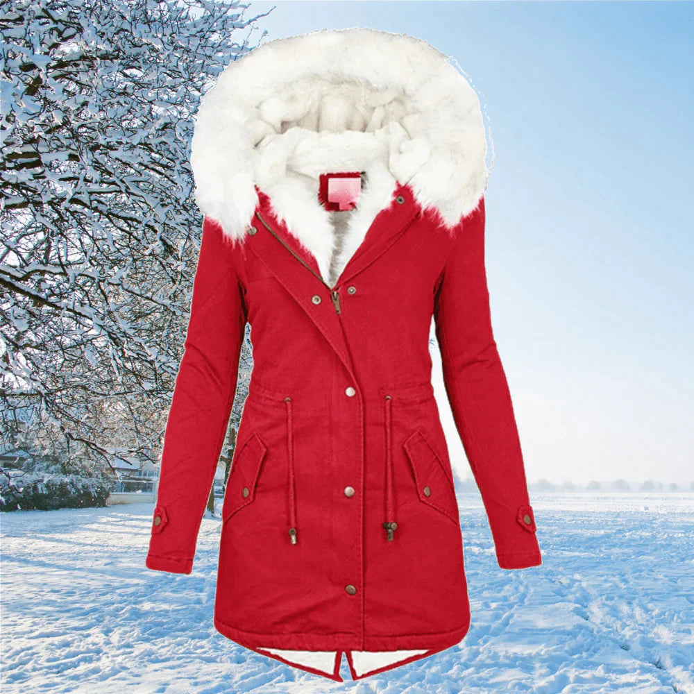 Julia - Der neue Parka Jacke mit Kapuze und Fellfutter in Übergröße