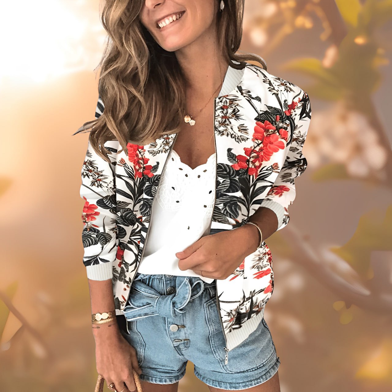 Idelisa - Neue geblümte Jacke Herbstkollektion