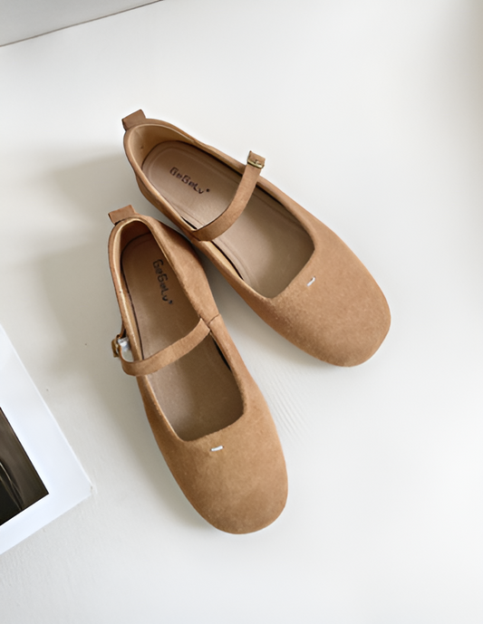 Dagrun - Elegante Schnalle Riemen Solide Farbe Ballett-Flats