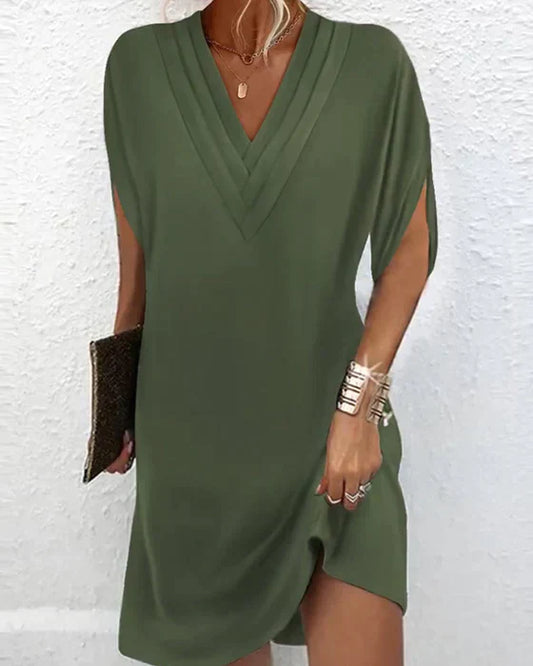 Amaris - Gerafftes - Kleid mit V-Ausschnitt