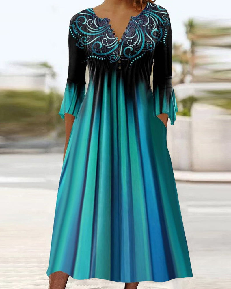 Amalie - Kleid mit V-Ausschnitt und Farbverlauf