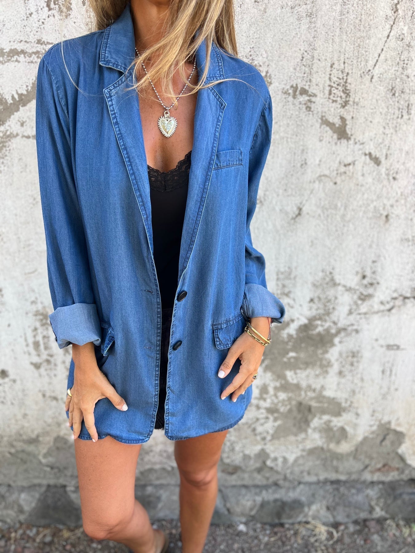 Jarla - Elegantes Denim Lässiges Jas