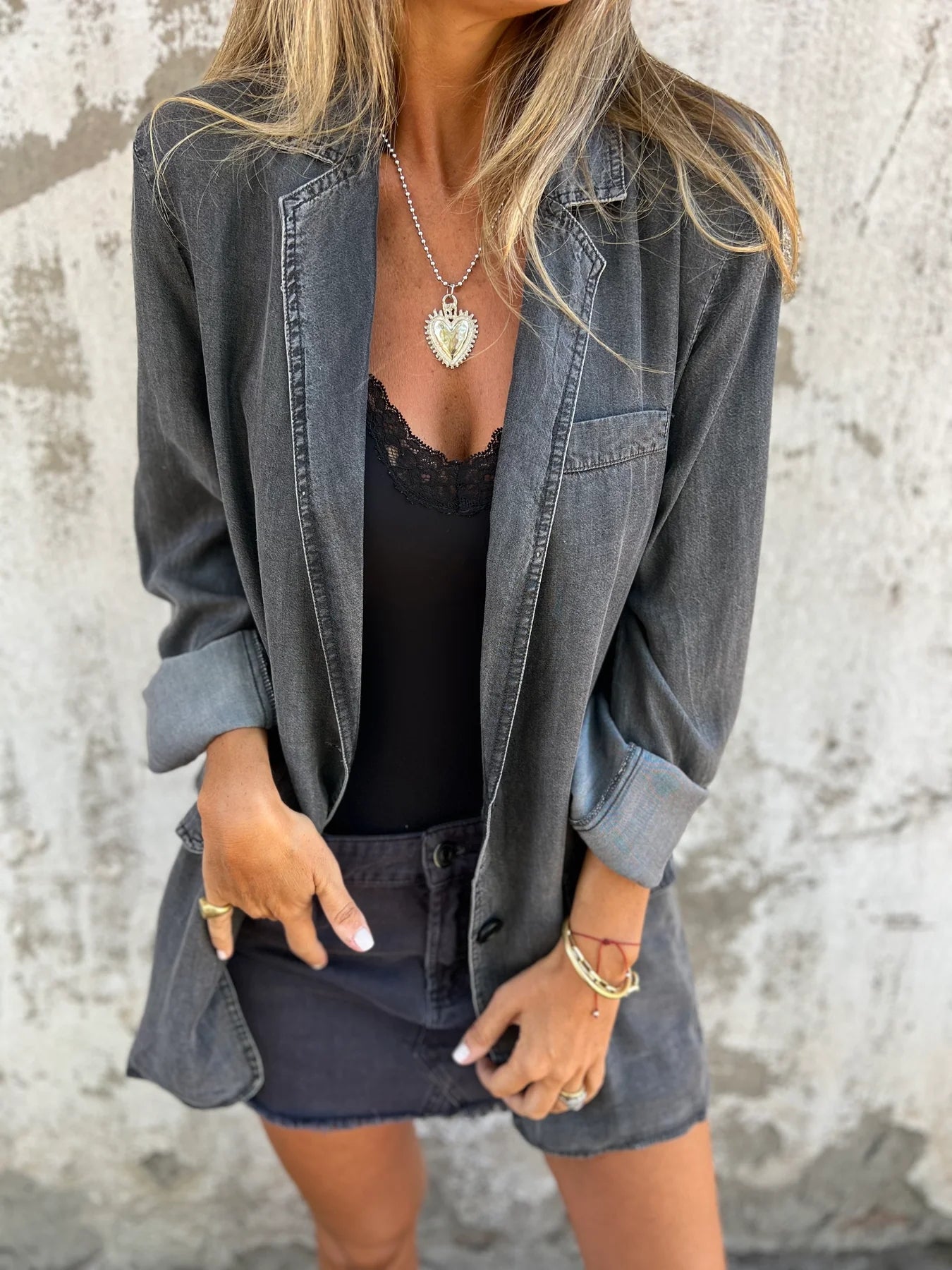 Jarla - Elegantes Denim Lässiges Jas