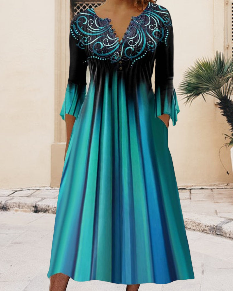 Amalie - Kleid mit V-Ausschnitt und Farbverlauf