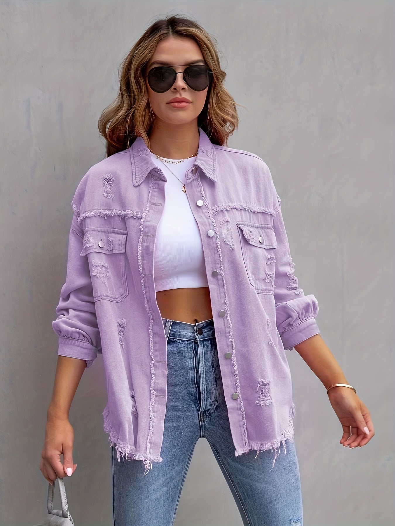 Fenja - Zerrissene Denimjacke In Übergröße