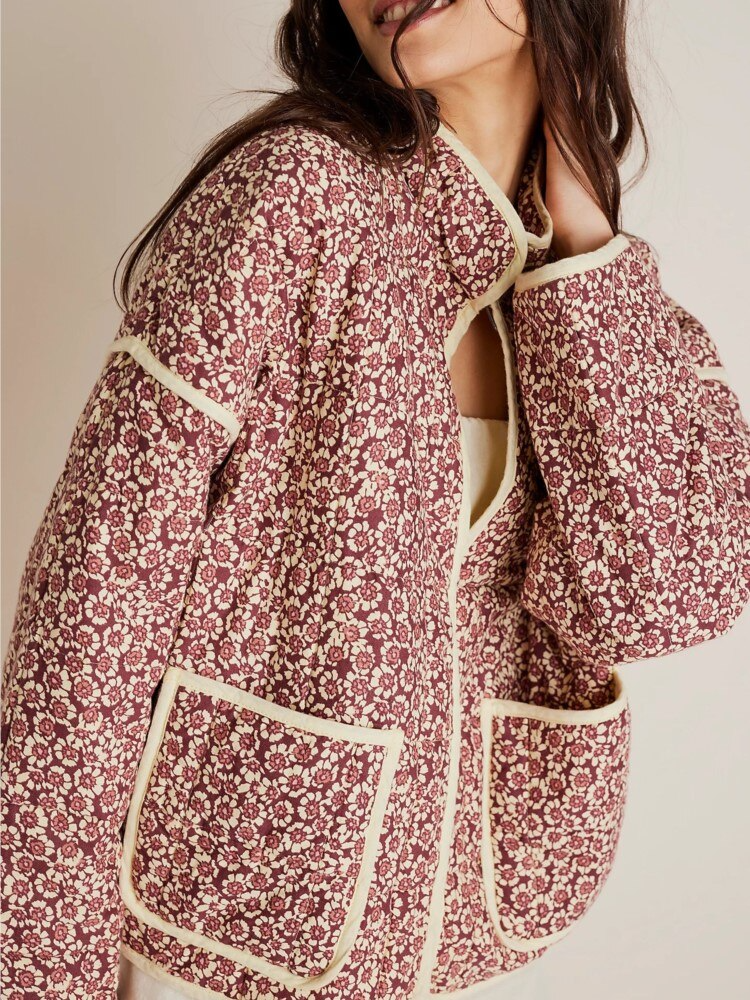 Friede - Geblümte Vintage-Baumwolljacke