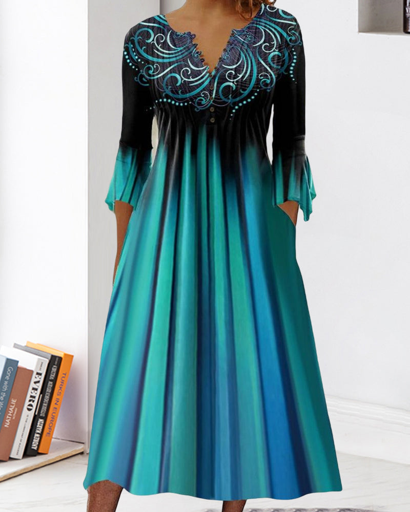 Amalie - Kleid mit V-Ausschnitt und Farbverlauf