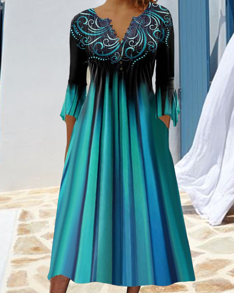 Amalie - Kleid mit V-Ausschnitt und Farbverlauf
