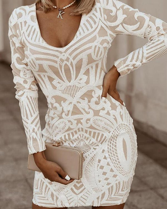 Wina - Bodycon-Kleid Mit V-Ausschnitt