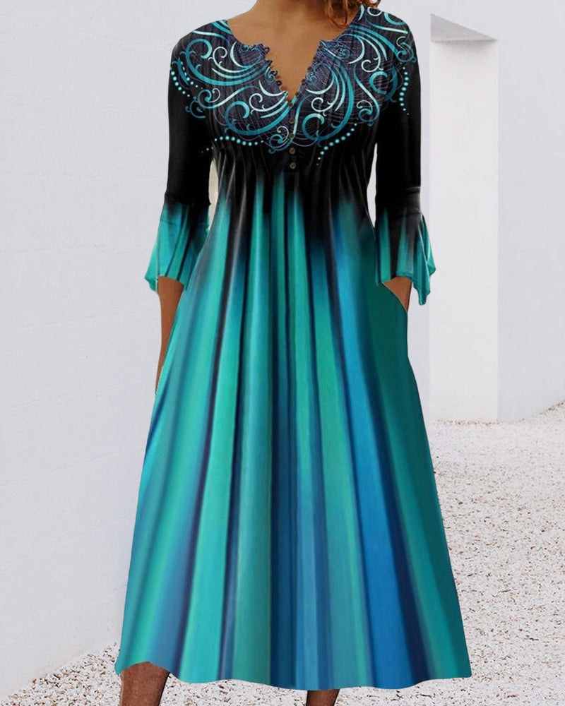 Amalie - Kleid mit V-Ausschnitt und Farbverlauf