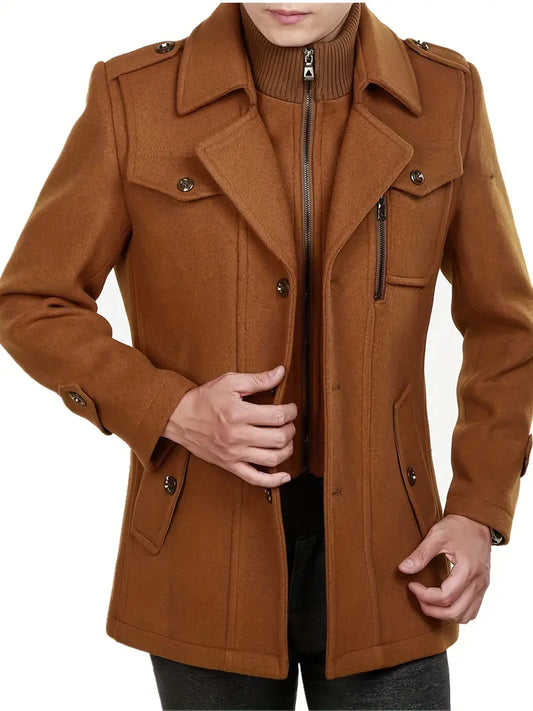 Dave - Slim Style Herren Winter dicke warme Zip Up Erbsenmantel Jacke