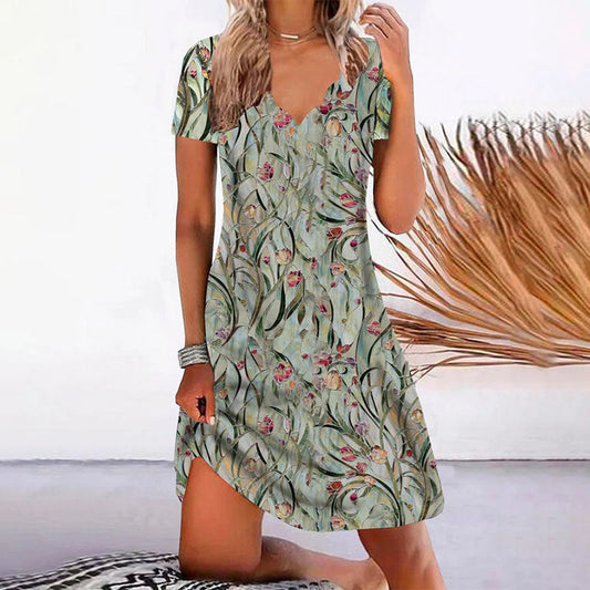 Zelmira - Leichtes Blumenmuster-Kleid