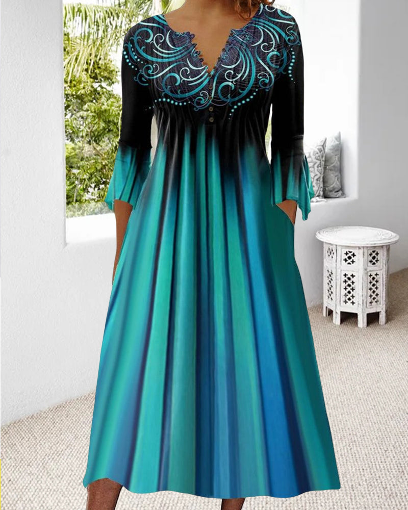 Amalie - Kleid mit V-Ausschnitt und Farbverlauf