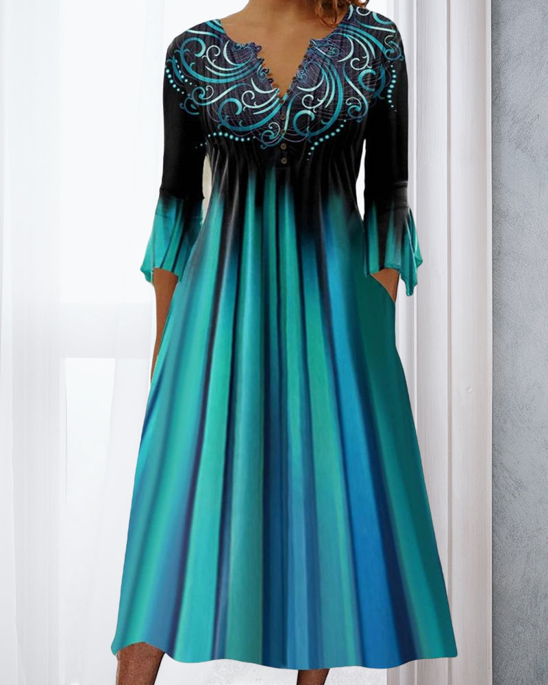 Amalie - Kleid mit V-Ausschnitt und Farbverlauf