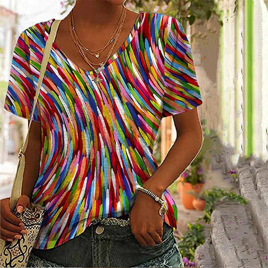 Dahlia - Lässiges Buntes T-Shirt