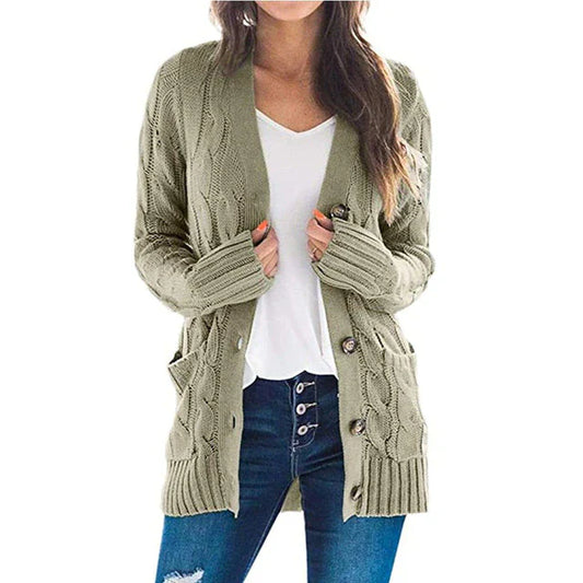 Wilhelmina - Strickjacke Langarm V-Ausschnitt Strickmantel