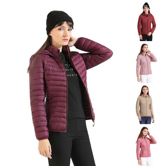 Florina - Ultraleichte gepolsterte Pufferjacke Mantel mit abnehmbarer Kapuze Outdoor