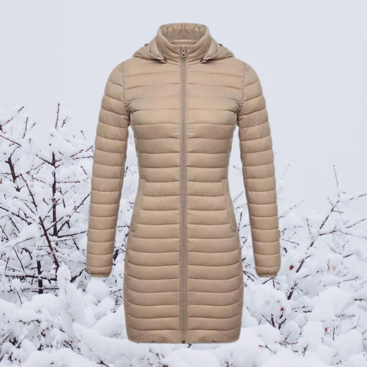 Hilda - Die neue ultraleichte, tragbare, lange und warme Parka-Jacke mit Kapuze