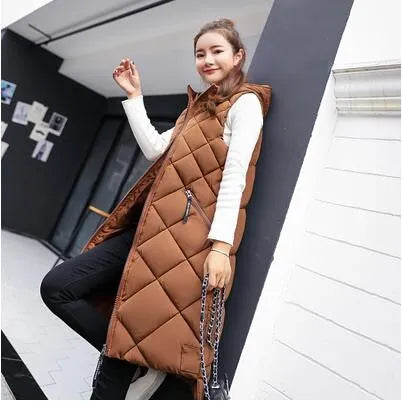 Friedl - Die neue lässige ärmellose Weste lange Daunenjacke mit Kapuze