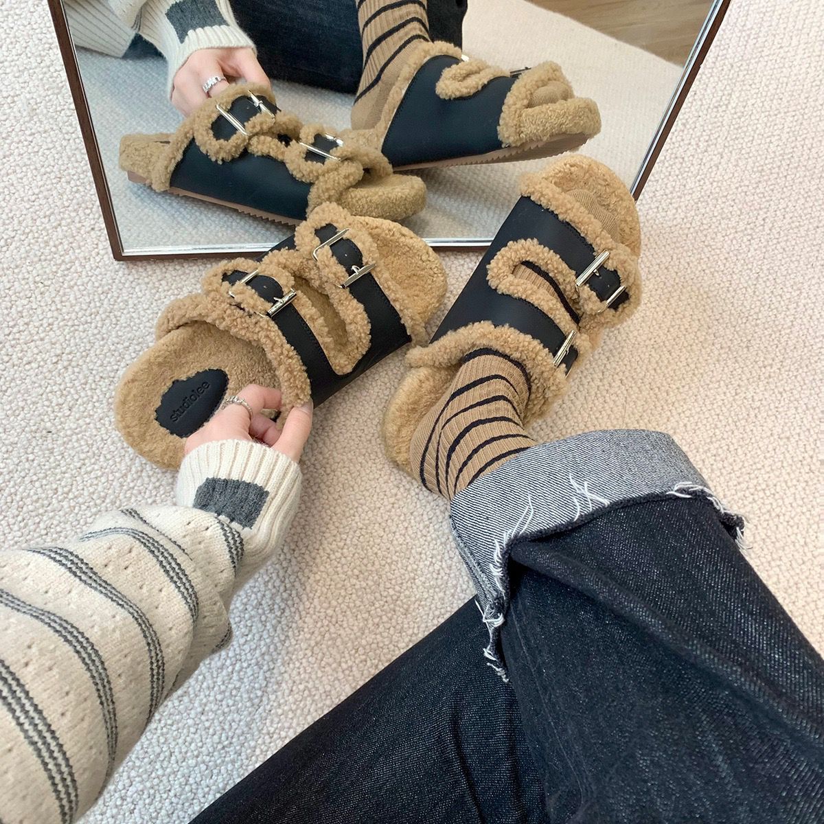 Alina - Pelzsandalen für Damen