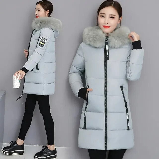Elvira - Der neue modische Parka Pelzkragen Baumwollmantel
