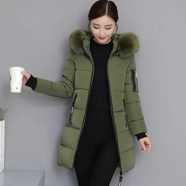 Elvira - Der neue modische Parka Pelzkragen Baumwollmantel