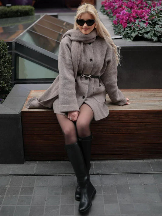 Nicoline - Strickjacke Damen Mit Schal Stilvoll Warm