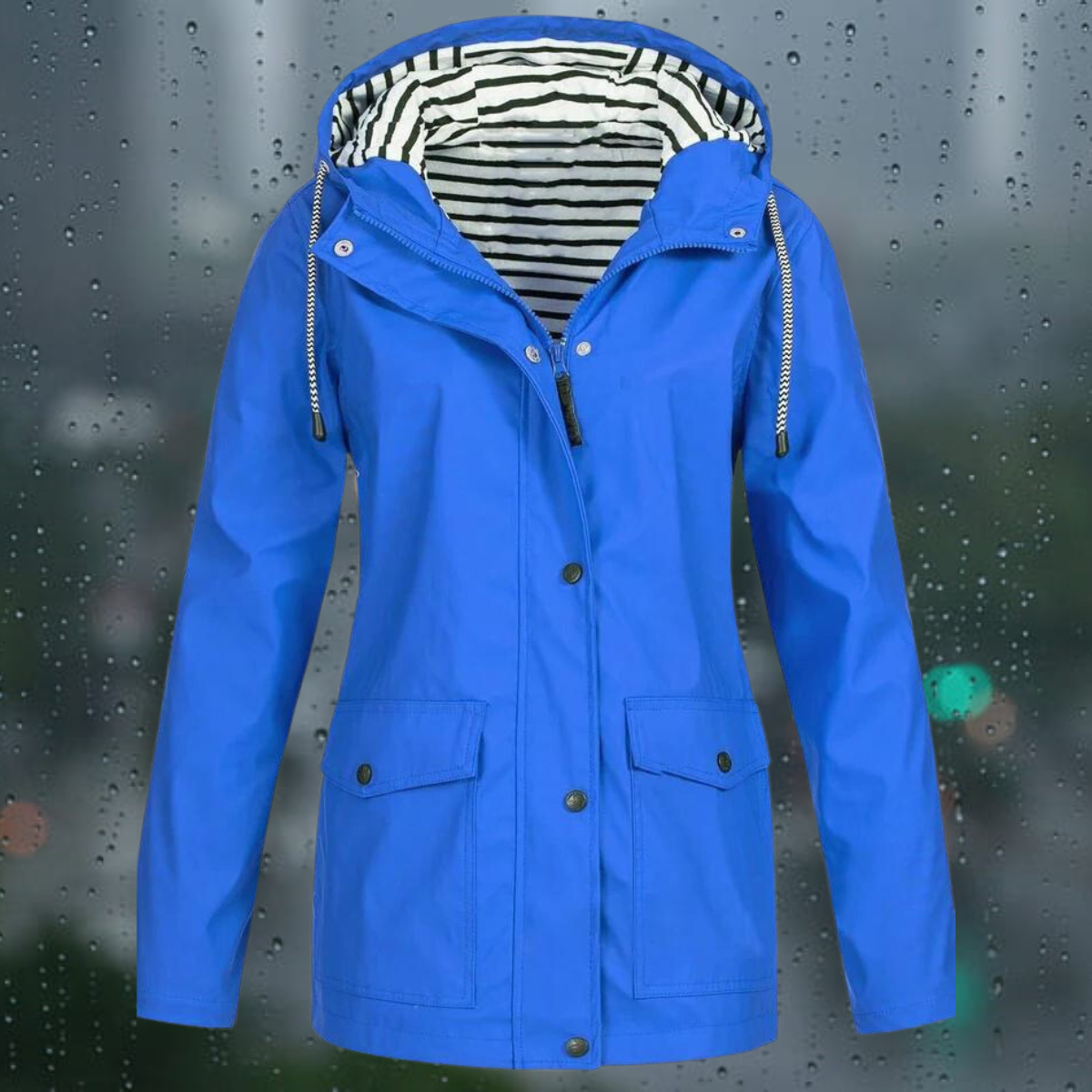 Jeana - Lässiger Langarmmantel mit Kapuze Windbreaker Trenchcoat