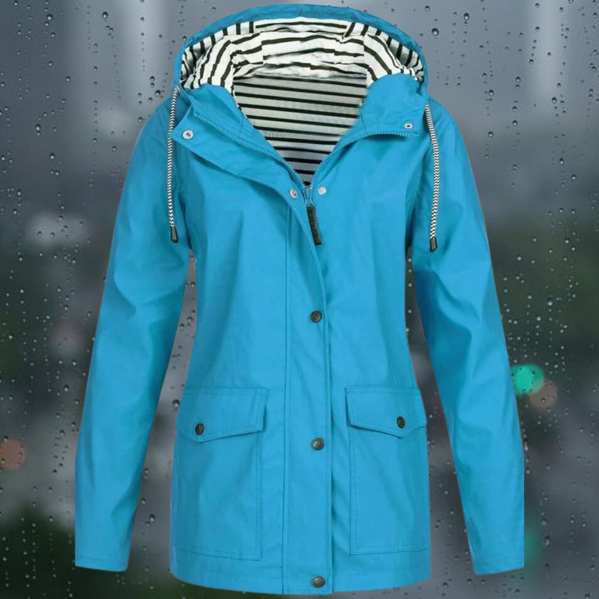 Jeana - Lässiger Langarmmantel mit Kapuze Windbreaker Trenchcoat