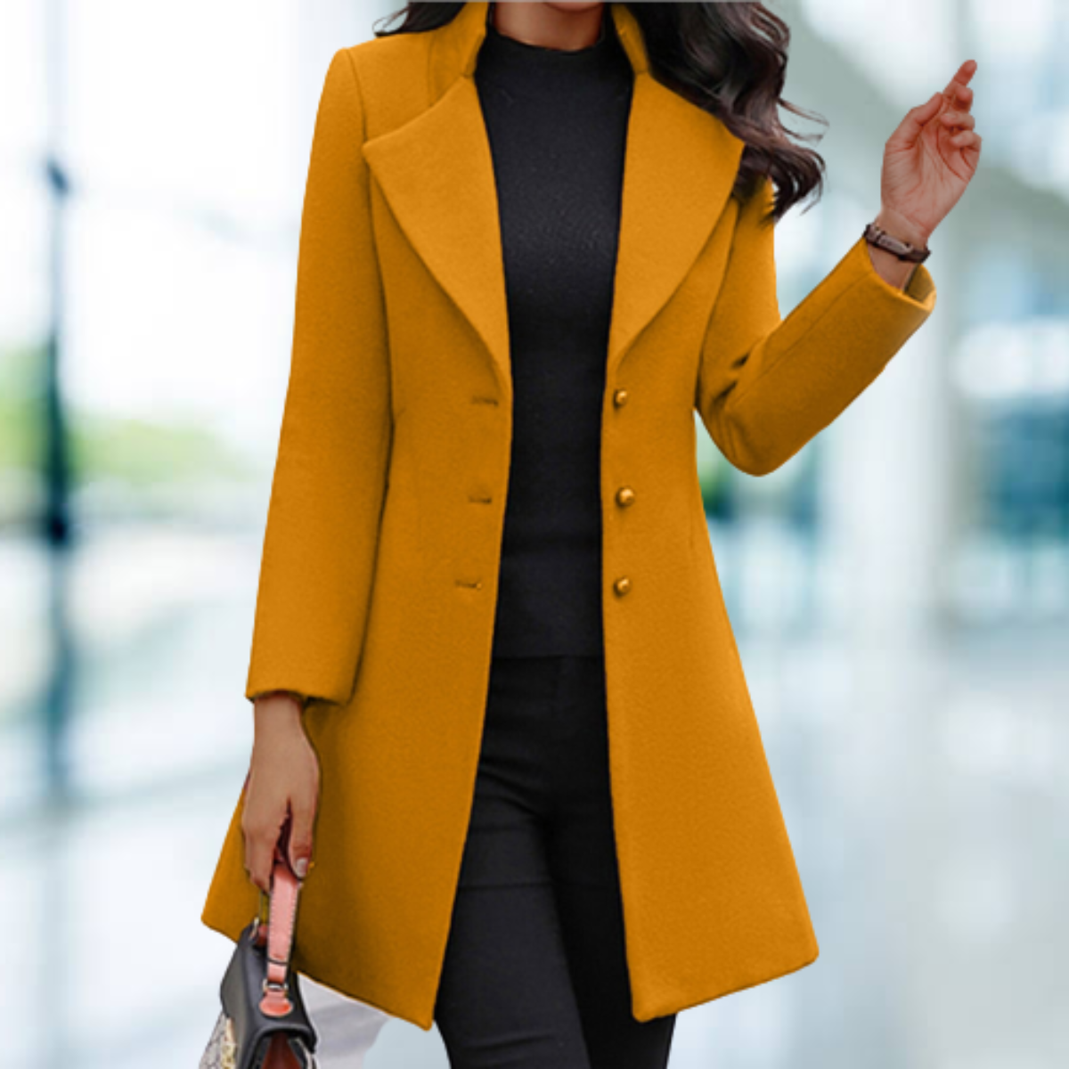 Karianne - Elegante solide lange Jacke Mantel
