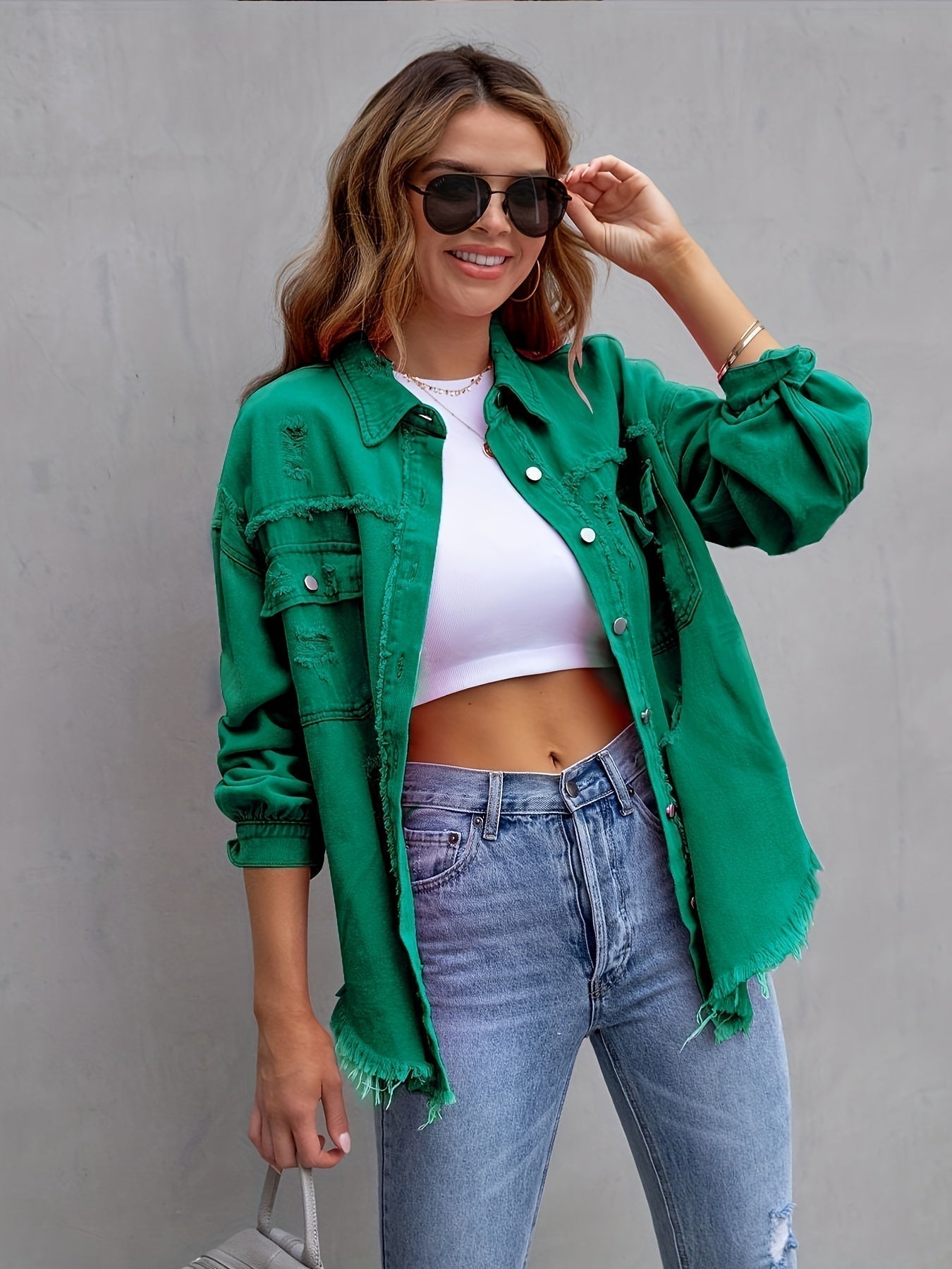 Fenja - Zerrissene Denimjacke In Übergröße